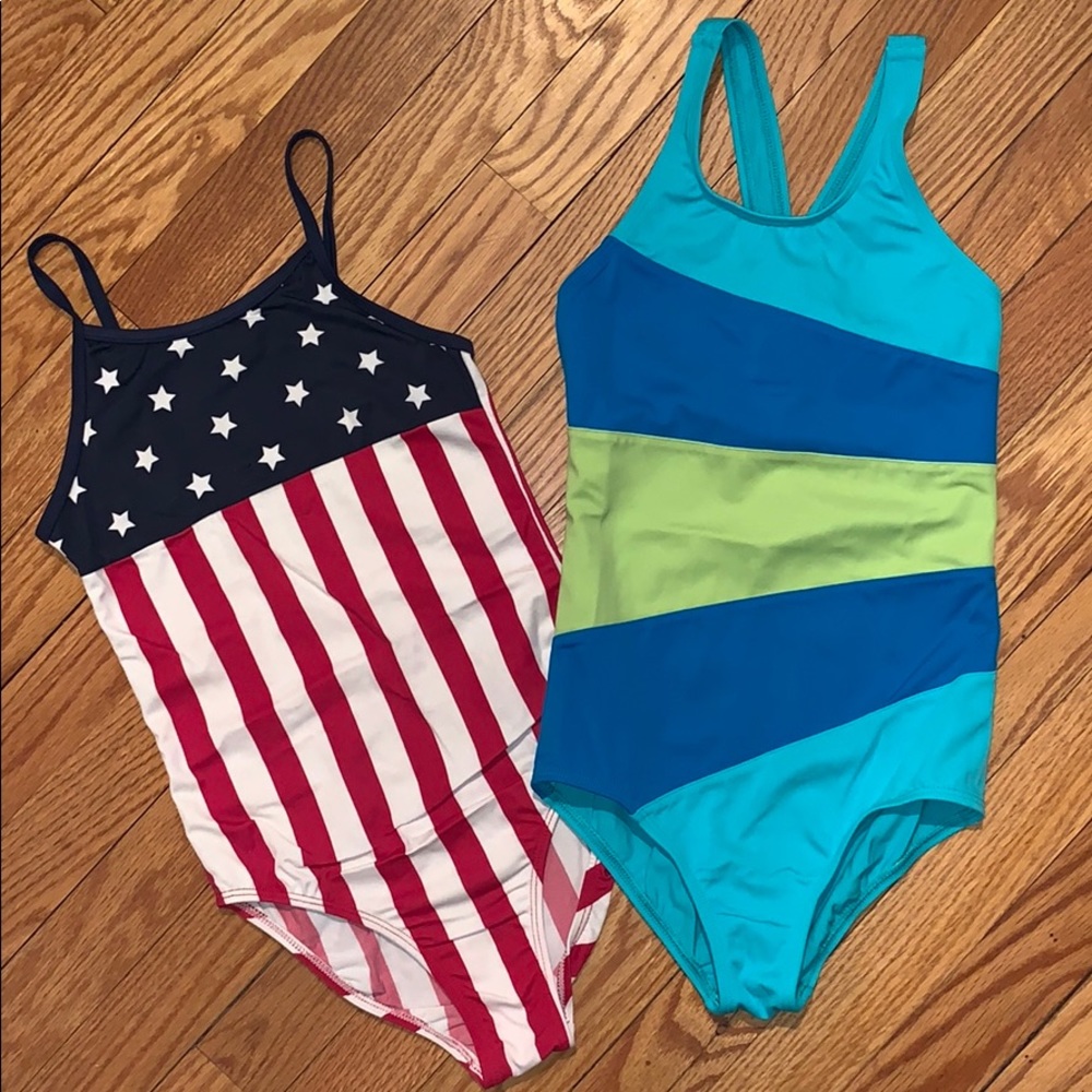 Bundle of 2 Girls Size 7/8 one piece swimsuits